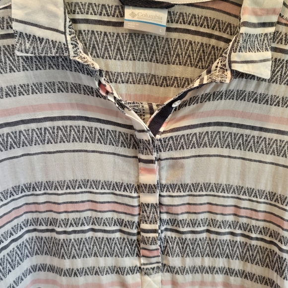 Columbia Sportswear Company 1/2 Button Down Blue Pink White Large - Picture 5 of 8